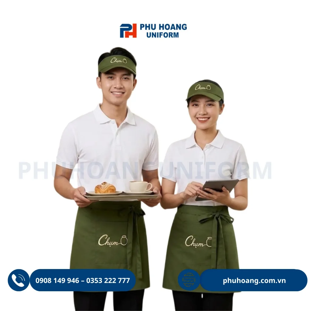 Đồng phục phục vụ khách hàng Bộ sưu tập đồng phục phục vụ hiện đại, chuyên nghiệp, tinh tế bao gồm tạp dề phục vụ, áo thun, áo bếp Nhật và đồng phục phục vụ khách hàng tại Phú Hoàng Uniform.