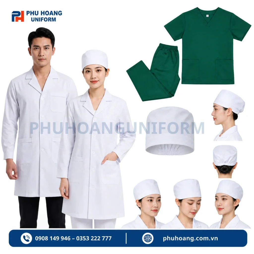 Mẫu đồng phục y tế, áo blouse và đồ scrub Đặt may đồng phục bệnh viện, đồ scrub, áo blouse y tế chất lượng cao, thoáng mát tại Phú Hoàng Uniform