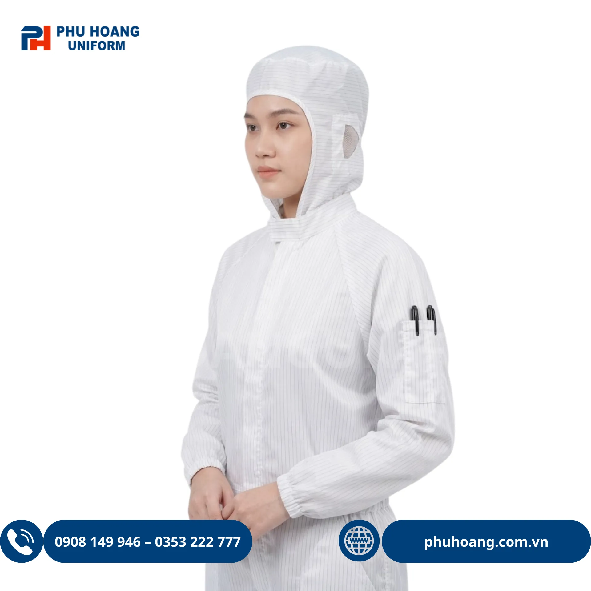 do-chong-tinh-dien-ao-lien-quan-mau-trang (2) Đồ chống tĩnh điện áo liền quần màu trắng, thiết kế chuyên dụng, gọn gàng, phù hợp môi trường sản xuất điện tử và phòng sạch.