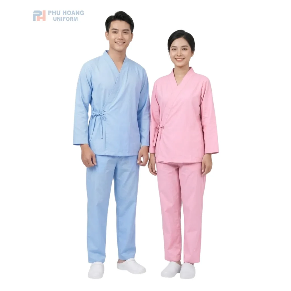 Đồng phục bệnh nhân vạt chéo cột dây cao cấp, chất liệu thoáng mát, thiết kế thoải mái, dễ mặc tại Phú Hoàng Uniform. Đồng phục bệnh nhân vạt chéo cột dây cao cấp, chất liệu thoáng mát, thiết kế thoải mái, dễ mặc tại Phú Hoàng Uniform.