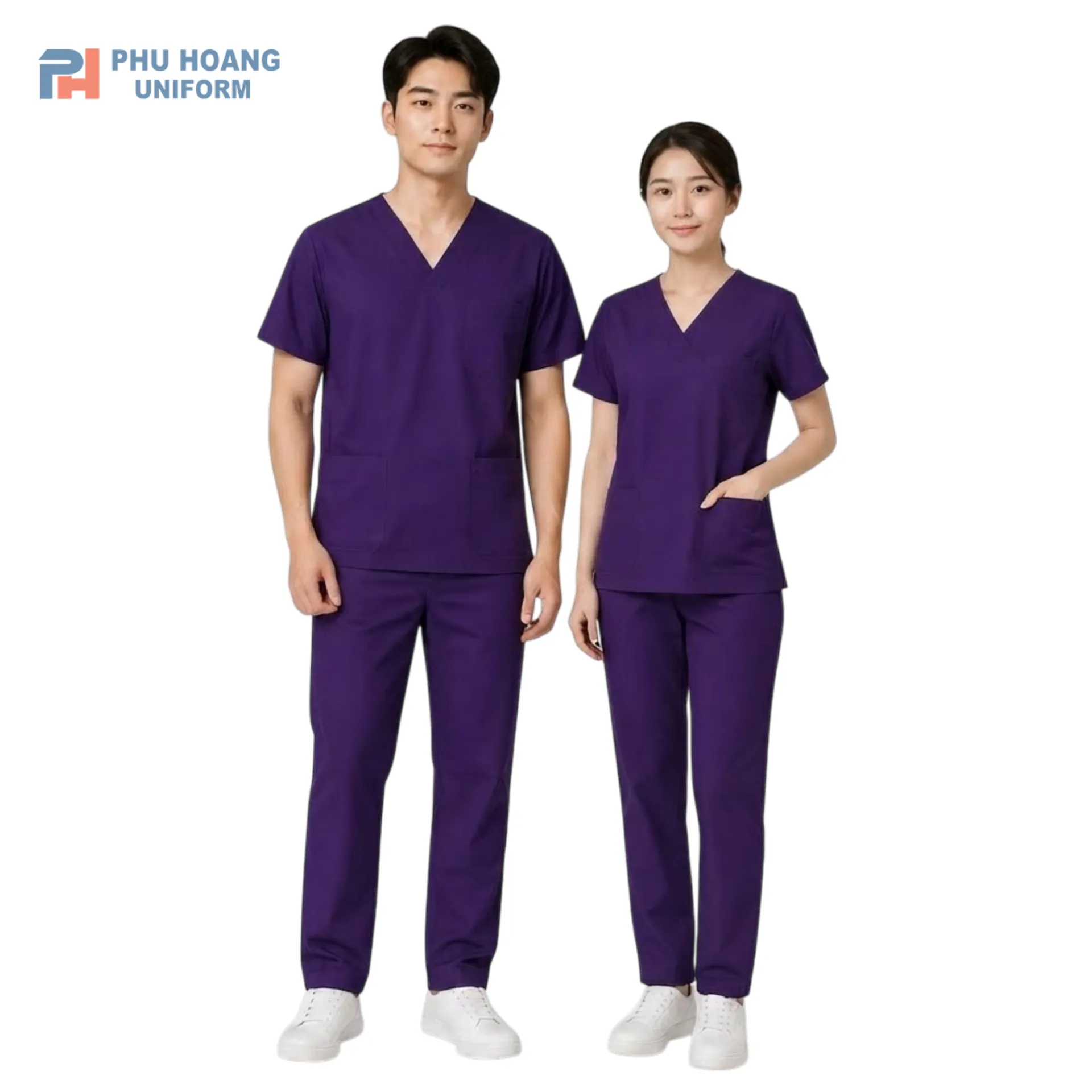 dong-phuc-scrub-y-te-mau-tim-dam Đồng phục scrub y tế màu tím đậm chất vải cotton lạnh cho điều dưỡng và spa