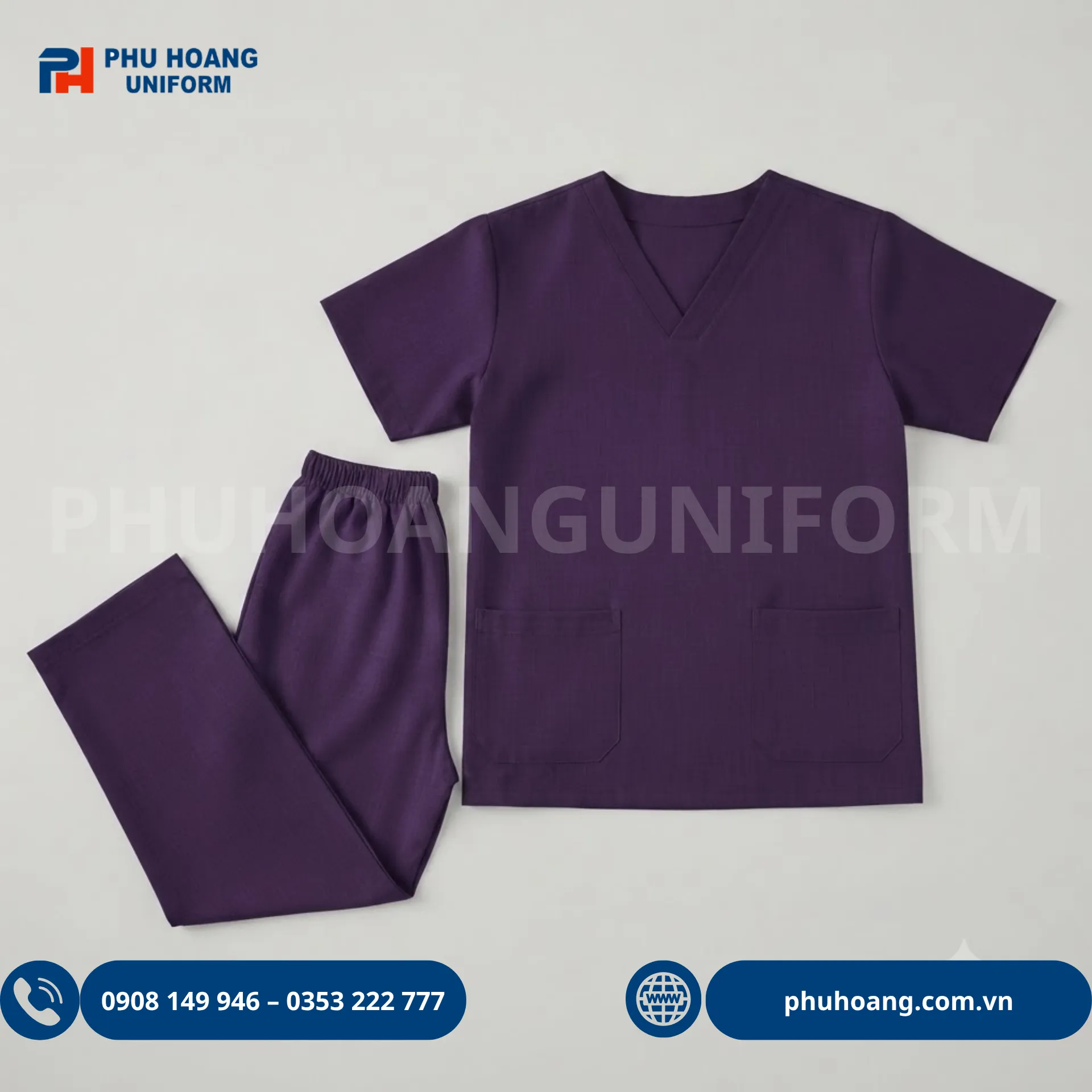 dong-phuc-scrub-y-te-mau-tim-dam (2) Đồng phục scrub y tế màu tím đậm chất vải cotton lạnh cho điều dưỡng và spa