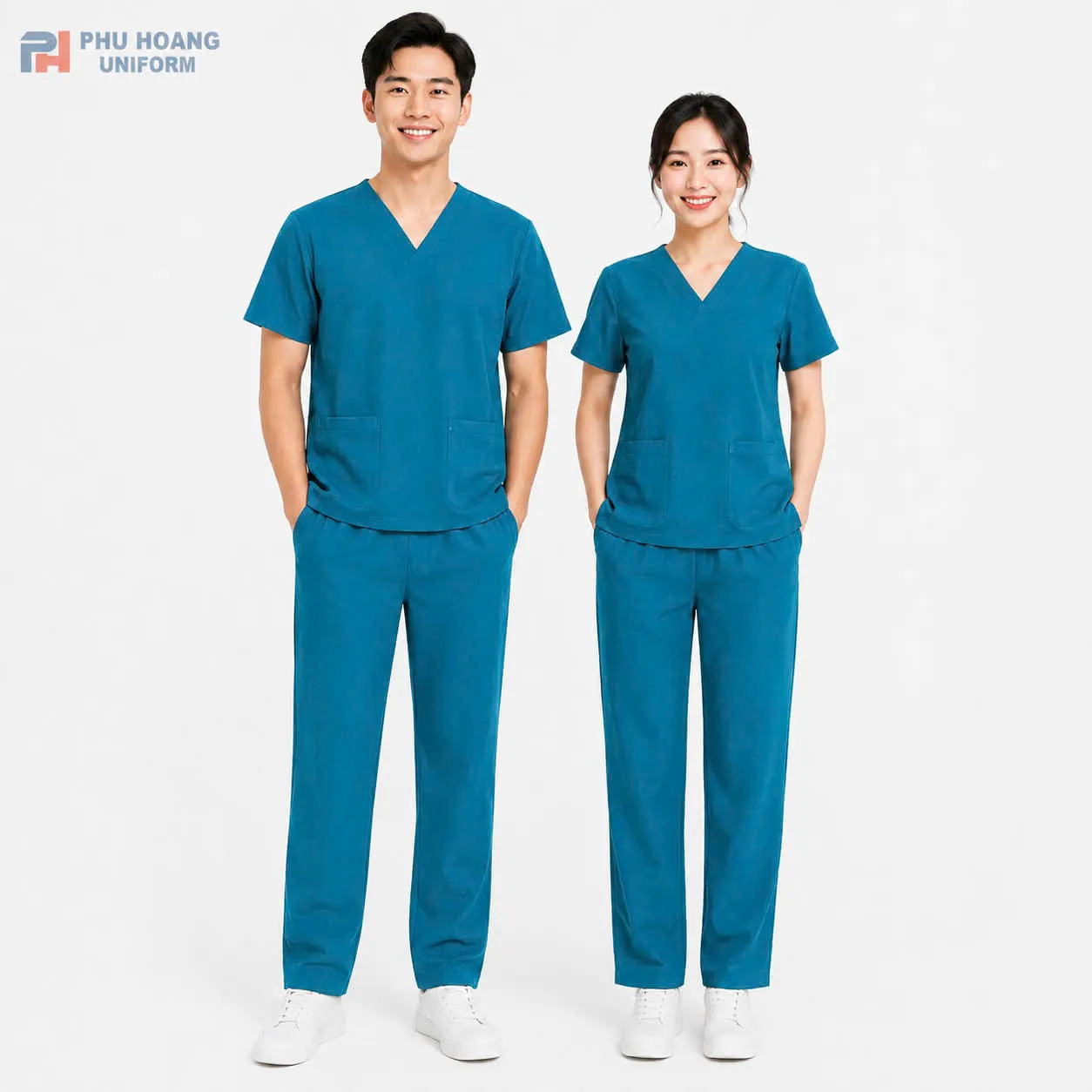 dong-phuc-scrubs-dieu-duong-mau-xanh-dam (3) Đồng phục scrubs điều dưỡng màu xanh đậm chất vải cotton lạnh cao cấp may sẵn tại xưởng Phú Hoàng