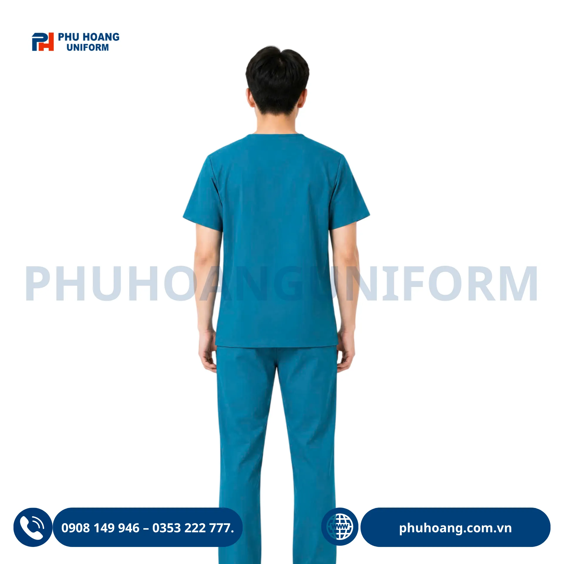 dong-phuc-scrubs-dieu-duong-mau-xanh-dam Đồng phục scrubs điều dưỡng màu xanh đậm chất vải cotton lạnh cao cấp may sẵn tại xưởng Phú Hoàng
