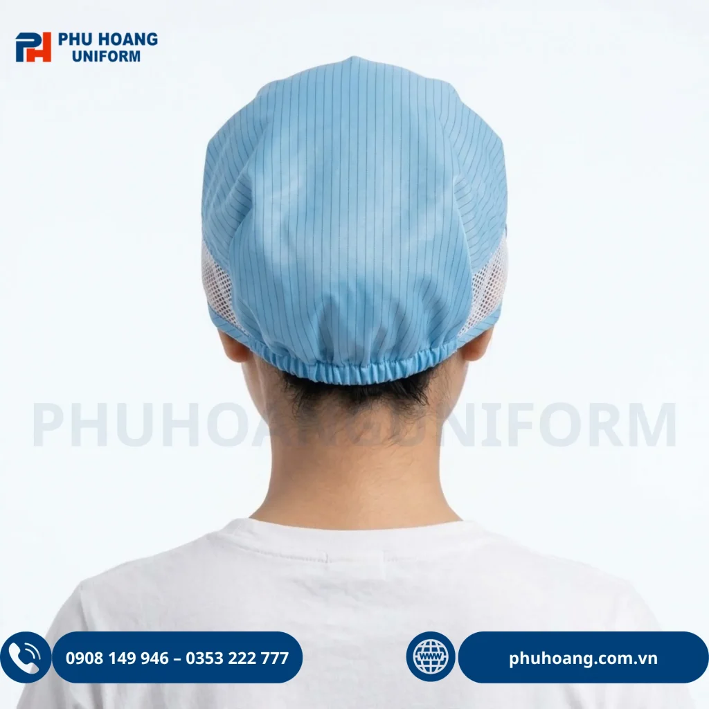 Nón phòng sạch chống tĩnh điện màu xanh dương cao cấp Nón phòng sạch chống tĩnh điện màu xanh dương cao cấp tại Phú Hoàng Uniform.