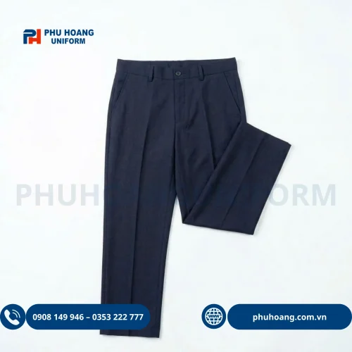 Khám phá mẫu quần bảo vệ xanh đen chất liệu vải kaki cao cấp từ Phú Hoàng Uniform. Thiết kế chuẩn form, bền bỉ, thoáng mát, lưng thun linh hoạt. Hotline: 0353.222.777.
