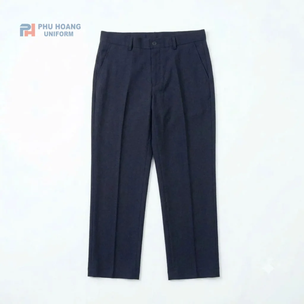Quần bảo vệ màu xanh đen Khám phá mẫu quần bảo vệ xanh đen chất liệu vải kaki cao cấp từ Phú Hoàng Uniform. Thiết kế chuẩn form, bền bỉ, thoáng mát, lưng thun linh hoạt. Hotline: 0353.222.777.