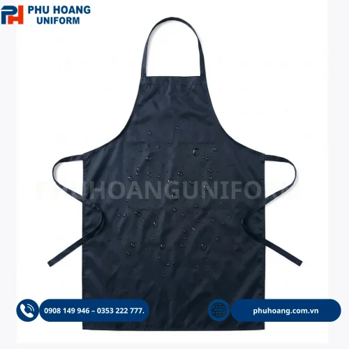 Tạp dề nilon màu xanh đen có thiết kế đơn giản, nhẹ, dễ vệ sinh và phù hợp sử dụng trong nhà hàng, quán ăn, bếp và các môi trường cần bảo vệ trang phục.