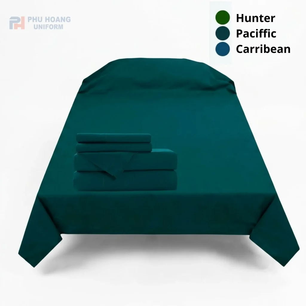 Săng ga giường phẫu thuật y tế chống thấm, kháng khuẩn chuẩn phòng mổ 3 màu Hunter, Pacific, Caribbean tại Phú Hoàng Uniform. Săng ga giường phẫu thuật y tế chống thấm, kháng khuẩn chuẩn phòng mổ Phú Hoàng Uniform. Đủ 3 màu Hunter, Pacific, Caribbean. Liên hệ: 0353 222 777.