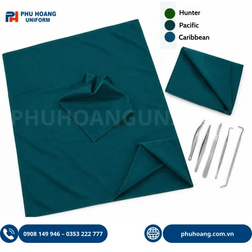 Săng phẫu thuật vải hấp màu xanh y tế cao cấp chuẩn vô khuẩn phòng mổ.