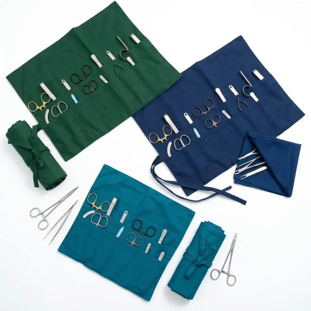 Túi đựng dụng cụ y tế phẫu thuật chính hãng Phú Hoàng Uniform Túi dụng cụ y tế phẫu thuật Phú Hoàng với 3 màu Hunter, Pacific, Caribbean, sắp xếp khoa học và thao tác tiện lợi.