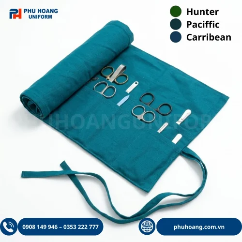 Túi dụng cụ y tế phẫu thuật Phú Hoàng với 3 màu Hunter, Pacific, Caribbean, sắp xếp khoa học và thao tác tiện lợi.